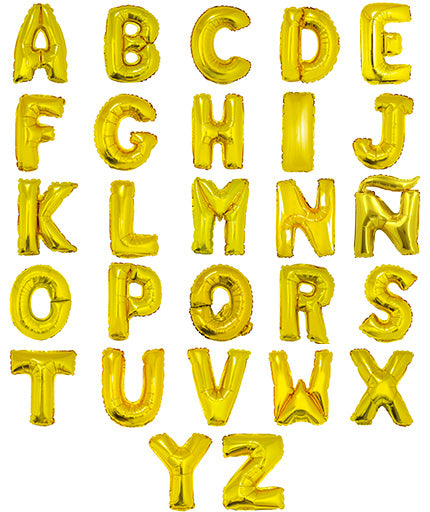 Globos metálicos letras 16 oro x 1 u.